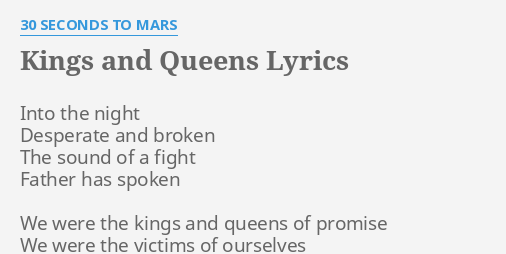 Kings And Queens Lyrics By 30 Seconds To Mars Into The Night