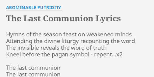 THE LAST COMMUNION THE LAST COMMUNION