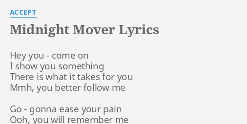 Accept - Midnight Mover Lyrics
