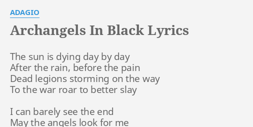 Adagio 2009 - Archangels In Black