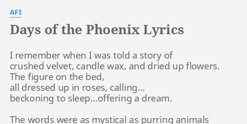 the days of the phoenix lyrics