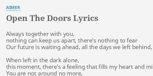Open The Doors Lyrics By Aimer Always Together With You