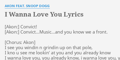 I Wanna Love You Lyrics By Akon Feat Snoop Dogg Convict