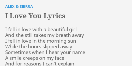 I Love You Lyrics By Alex Sierra I Fell In Love