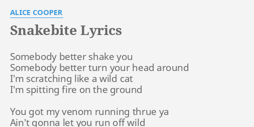 Snakebite Lyrics By Alice Cooper Somebody Better Shake You flashlyrics