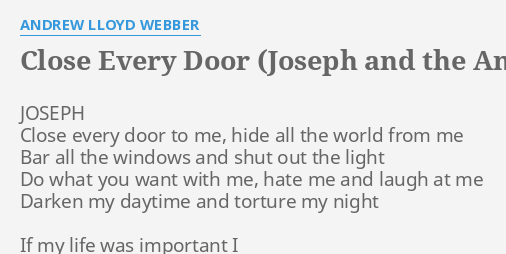 Close Every Door Joseph And The Amazing Technicolor Dreamcoat