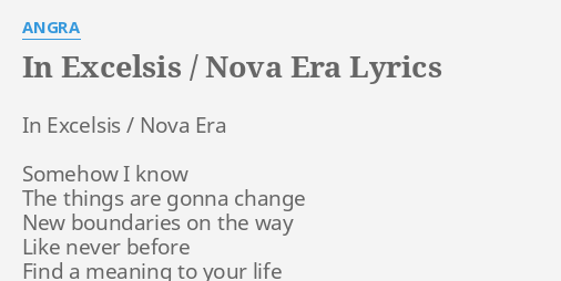In Excelsis Nova Era Lyrics By Angra In Excelsis Nova