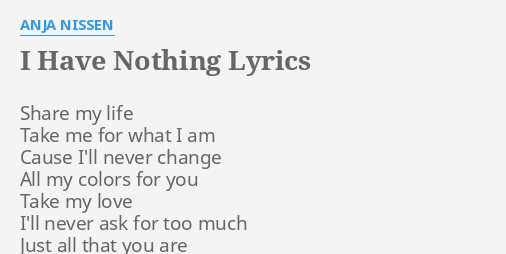  i have nothing lyrics by anja nissen share my life take 