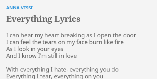 Everything Lyrics By Anna Vissi I Can Hear My