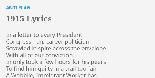 "1915" LYRICS by ANTIFLAG In a letter to...