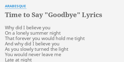 Lyrics when goodbye i say Melissa Manchester
