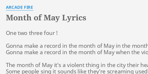 pop songs with the month of may in the lyrics