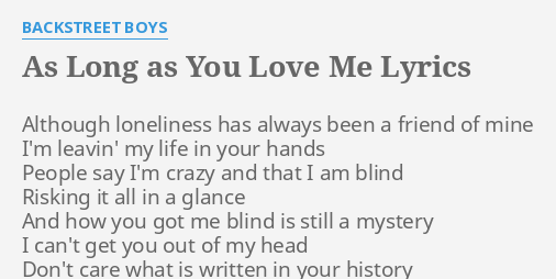 As long as you love me lyrics