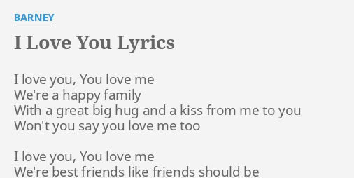 Lirik Lagu Barney I Love You