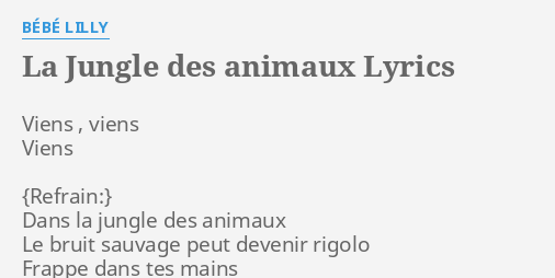 La Jungle Des Animaux Lyrics By Bebe Lilly Viens Viens Viens