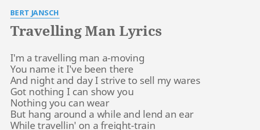 i am a travelling man song