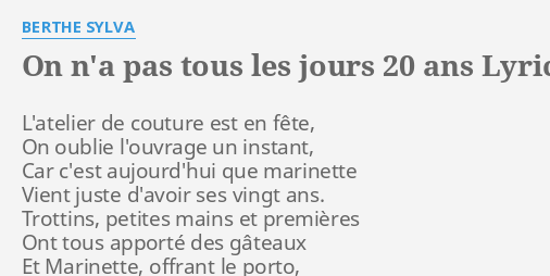 20 ans paroles
