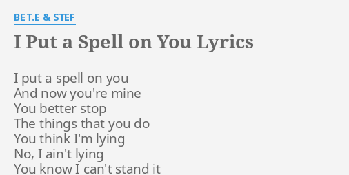 be coquine i put a spell on you lyrics be coquine i put a spell on you lyrics