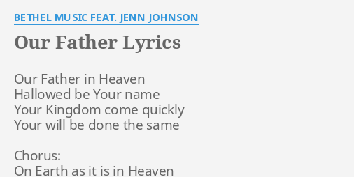 Bethel Music – Our Father Lyrics