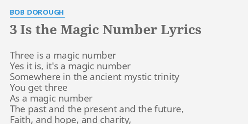 3 is a magic number lyrics