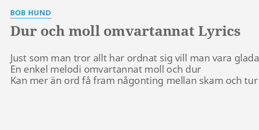 Dur Och Moll Omvartannat Lyrics By Bob Hund Just Som Man Tror