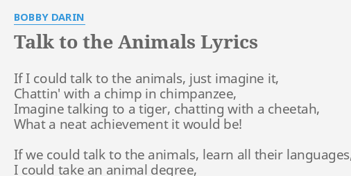 TALK TO THE ANIMALS