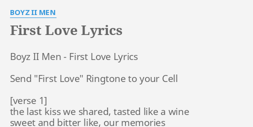First Love Lyrics By Boyz Ii Men Boyz Ii Men