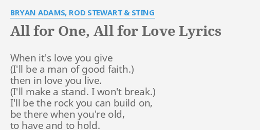 bryan adams all for one all for love