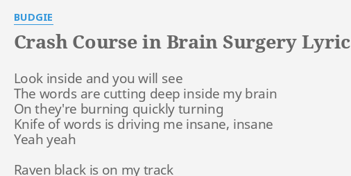 quot CRASH COURSE IN BRAIN SURGERY quot LYRICS by BUDGIE: Look inside and you
