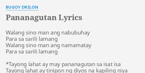 walang sinuman ang nabubuhay para sa sarili lamang mp3