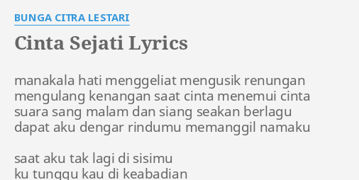 Cinta Sejati Lirik Lagu Cinta Sejati Bcl Youtube