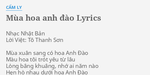 Mua Hoa Anh đao Lyrics By Cẩm Ly Nhạc Nhật Bản Lời