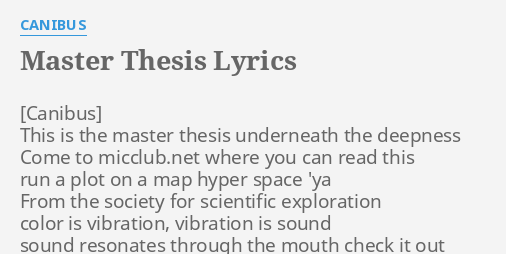 Canibus master thesis lyrics