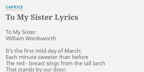 to my sister wordsworth