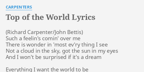 top of the world lyrics meaning