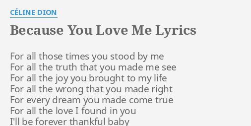 because of you love me lyrics