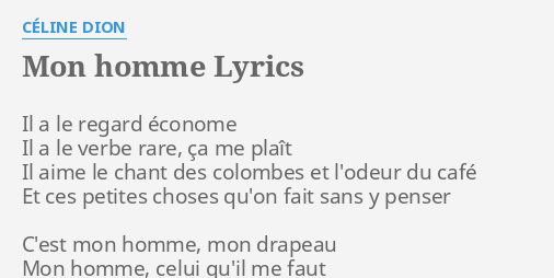 Celine Dion Mon Homme Lyrics Celine Dion Songs Age