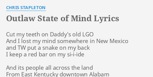lyrics outlaw state of mind chris stapleton