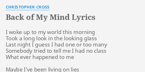 in the back of my mind lyrics taylor swift