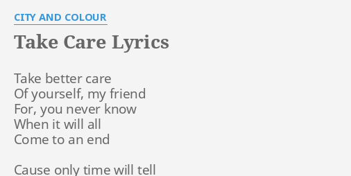 Free Printable Take Care Of Yourself Lyrics - family quotes