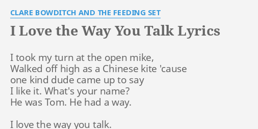 lori williams i like the way you talk to me lyrics