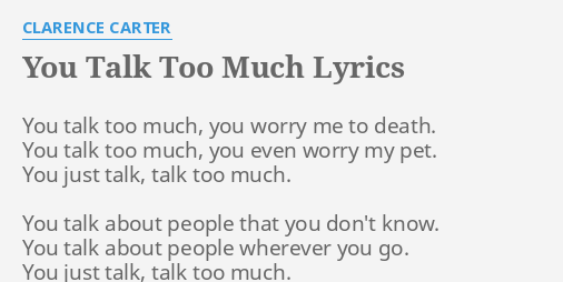 don't talk too much lyrics