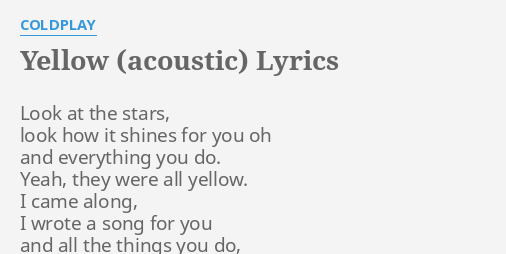 Yellow coldplay lyrics