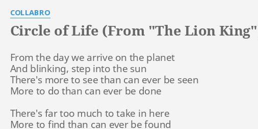 The Circle Of Life Lion King Lyrics