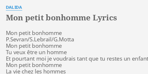 petit bonhomme mo'kalamity lyrics