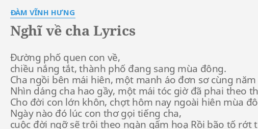 "NGHĨ VỀ CHA" LYRICS by ĐÀM VĨNH HƯNG - FlashLyrics