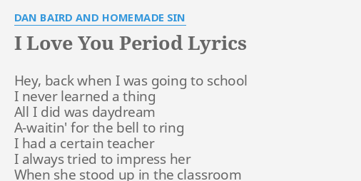 I Love You Period Do You Love Me Question Mark Song Lyrics