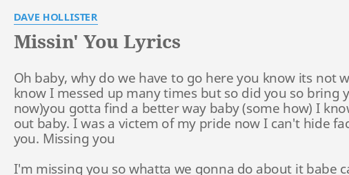 Missin you lyrics