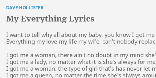 My Everything Lyrics By Dave Hollister I Want To Tell