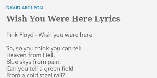 Pink Floyd Wish You Were Here Lyrics